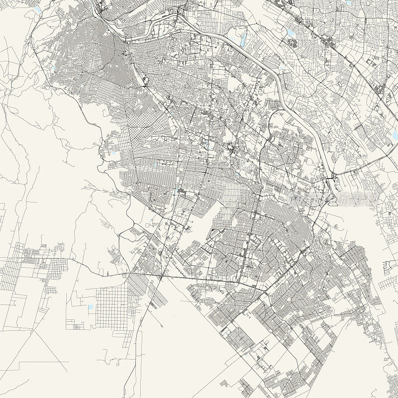 Ciudad Juarez，墨西哥矢量地图